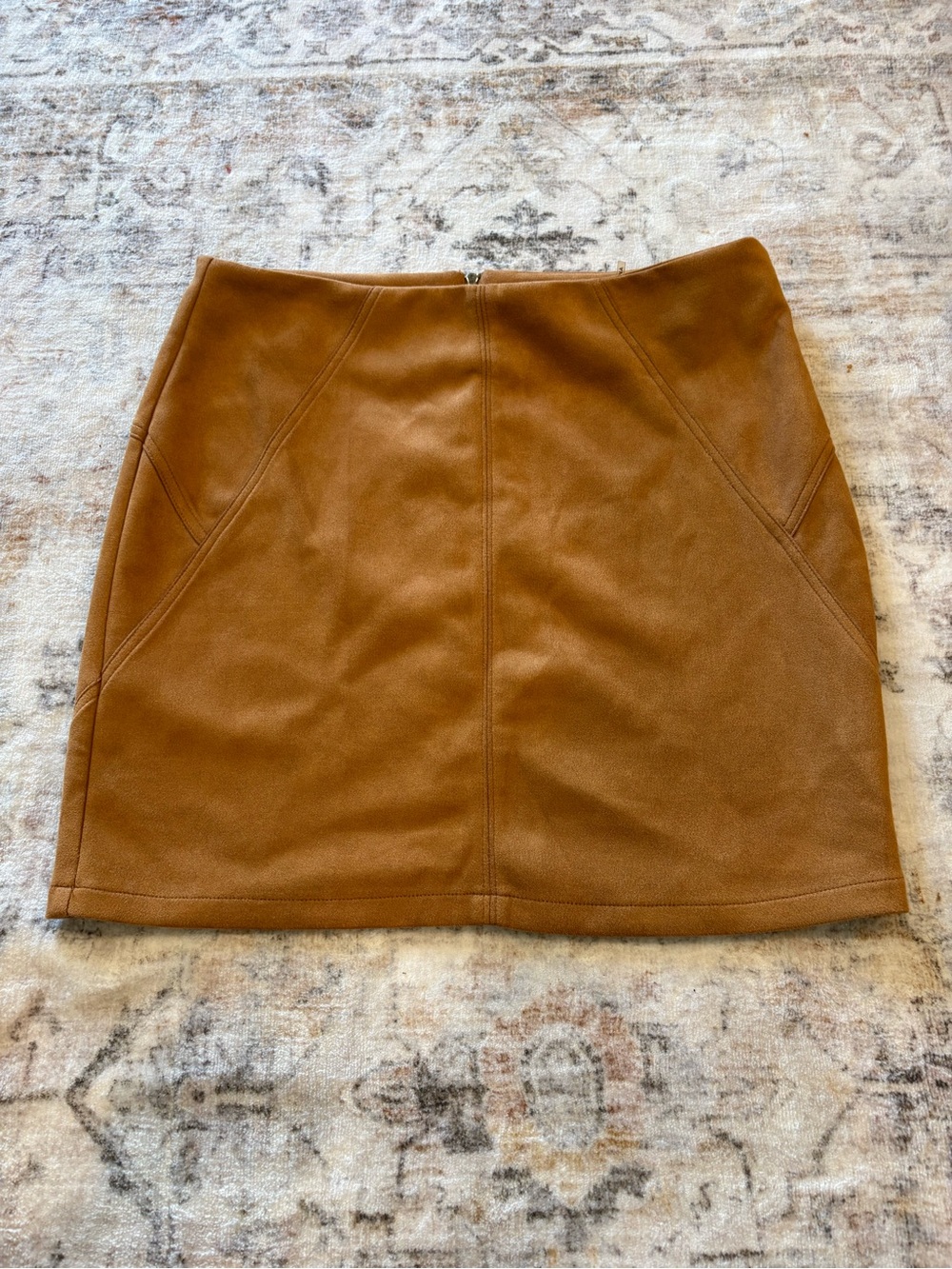 Have Brown Faux Suede Mini Skirt Size L | A-Line | Stretch